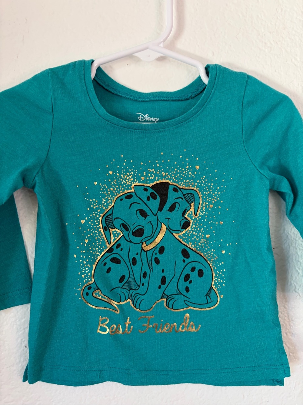Disney Teal Long Sleeve 'Best Friends' Dalmatian Tee with Gold Accents
